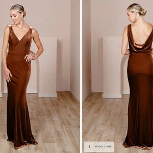 Revelry Dakota Velvet Dress Rust, size 4